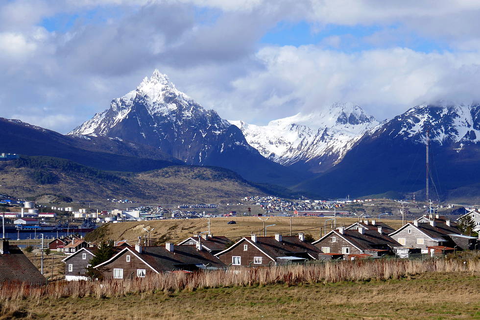 Ushuaia surrounded by mountains